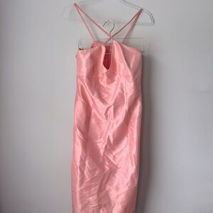 Vintage Ann Taylor Pink Criss Cross Halter Top Silk Dress